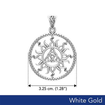 The Sun and Celtic Triquetra Solid White Gold Pendant WPD5928 - Jewelry